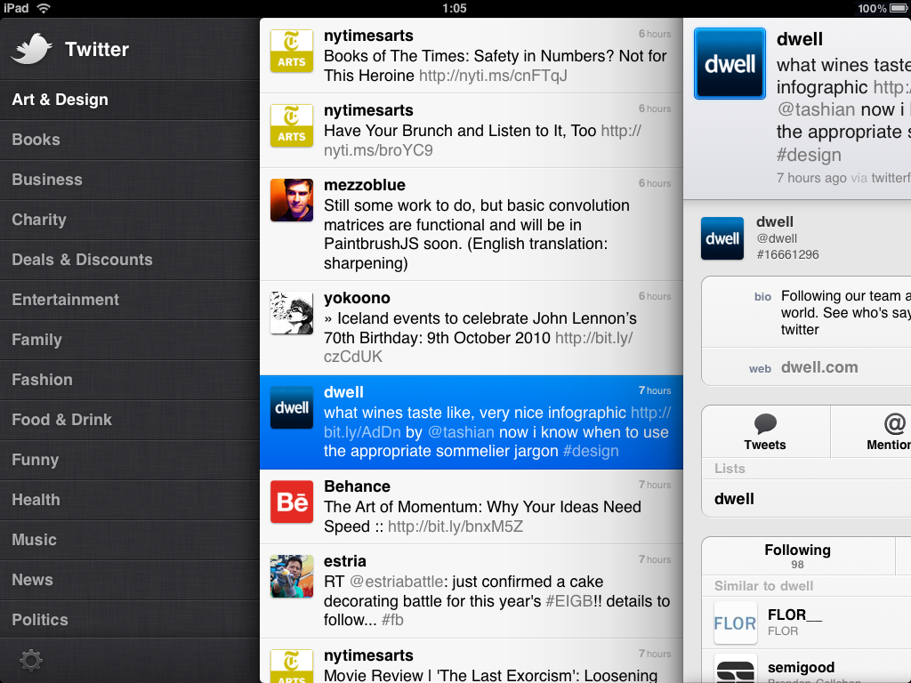 Twitter for iPad: Sharing content in Tweets