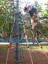 Climbing on the cool thing with Zia