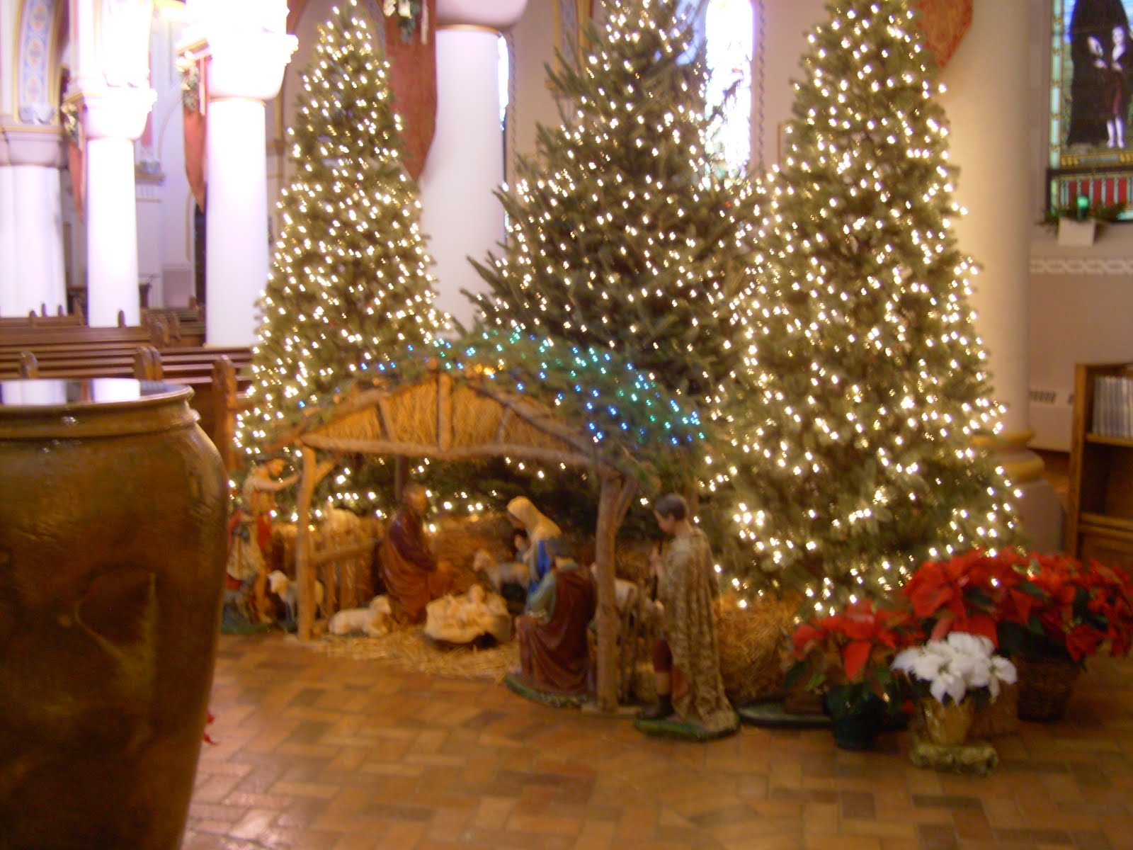 Christmas decorations in the church.