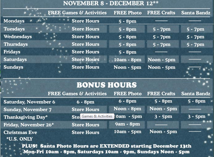 Santa's Wonderland Schedule Bass Pro Shops
