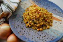 Curried whole grain pilaf with chick pea and cashew