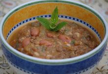 Molé Lentil Barley and Pink Bean Stew with Swiss Chard