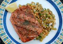 Grilled Wild-caught Salmon with Dill on a Bed of Lentils