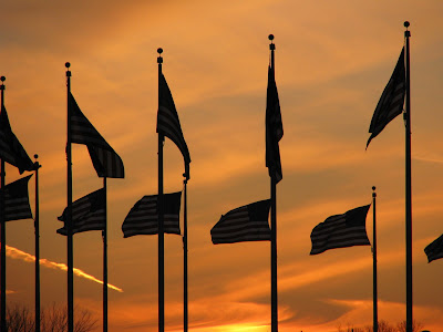 american flag sunset