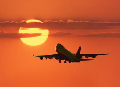 airplane sunset