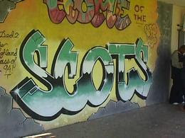 Graffiti Alphabet Bubble with  SCOTS  writing on the wall
