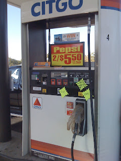 Outta gas. And so is the entire South. Bagged gas pump