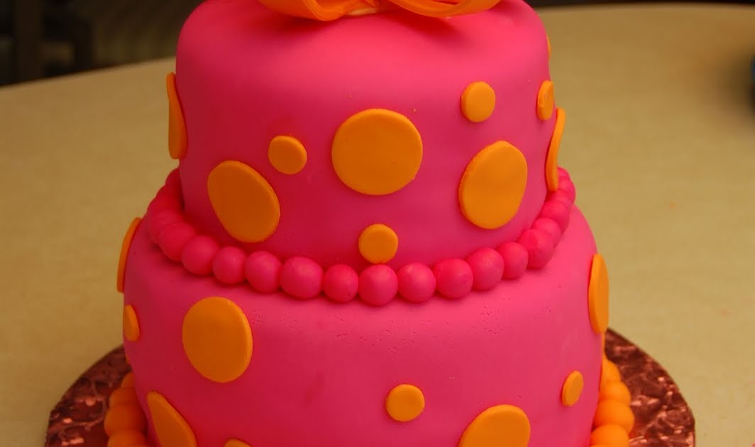 Andrea's Sweet Treats Pink and Orange Birthday Cake