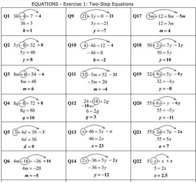 MathsOnline Answers: Two Step Equations