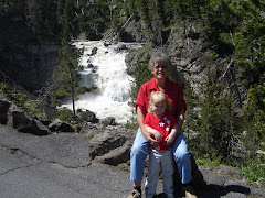 Enjoying a waterfall at Yellowstone Park