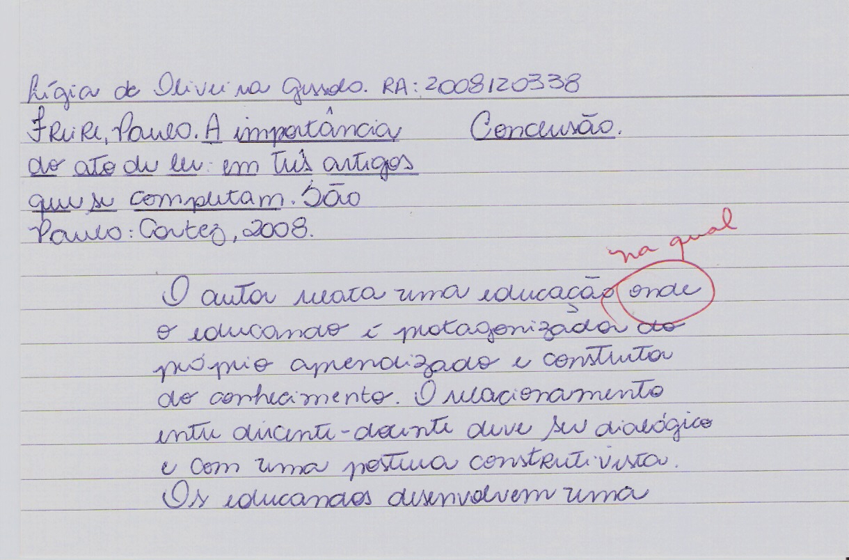 Exemplo de resumo de trabalho