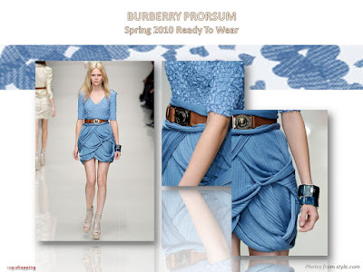Burberry Prorsum Spring 2010 Ready-To Wear blue top and draped skirt