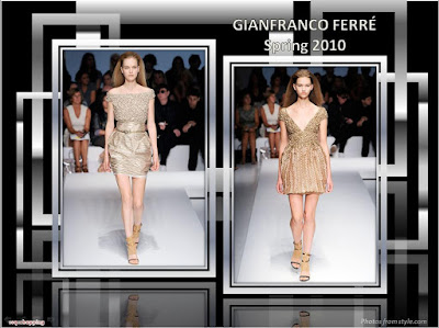 Gianfranco Ferre Spring 2010 Ready To Wear gold mini-dress and skirt