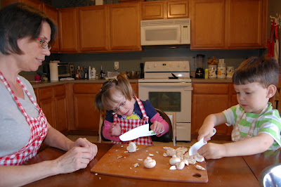 kids cutting with nylon knives 