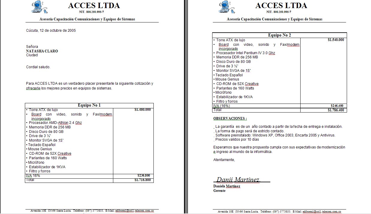 formato para cotizacion en word