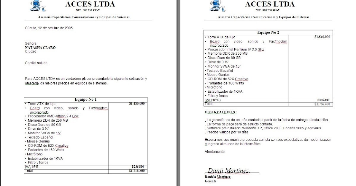 formato para cotizacion en word
