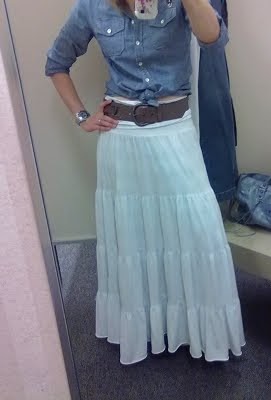 My Little Secret Place F21 Bohemian Long Skirt In White