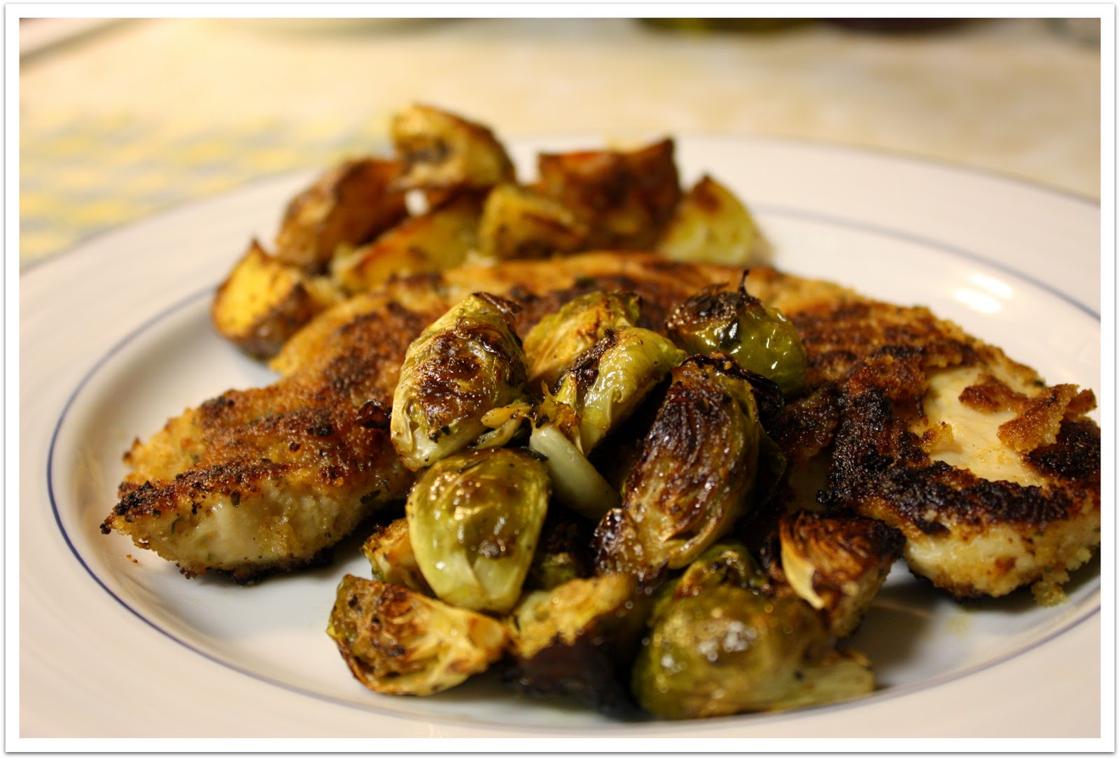 What's Cookin' at the Muñoz's? Honey Dijon Chicken fillets with Maple Roasted Brussel Sprouts