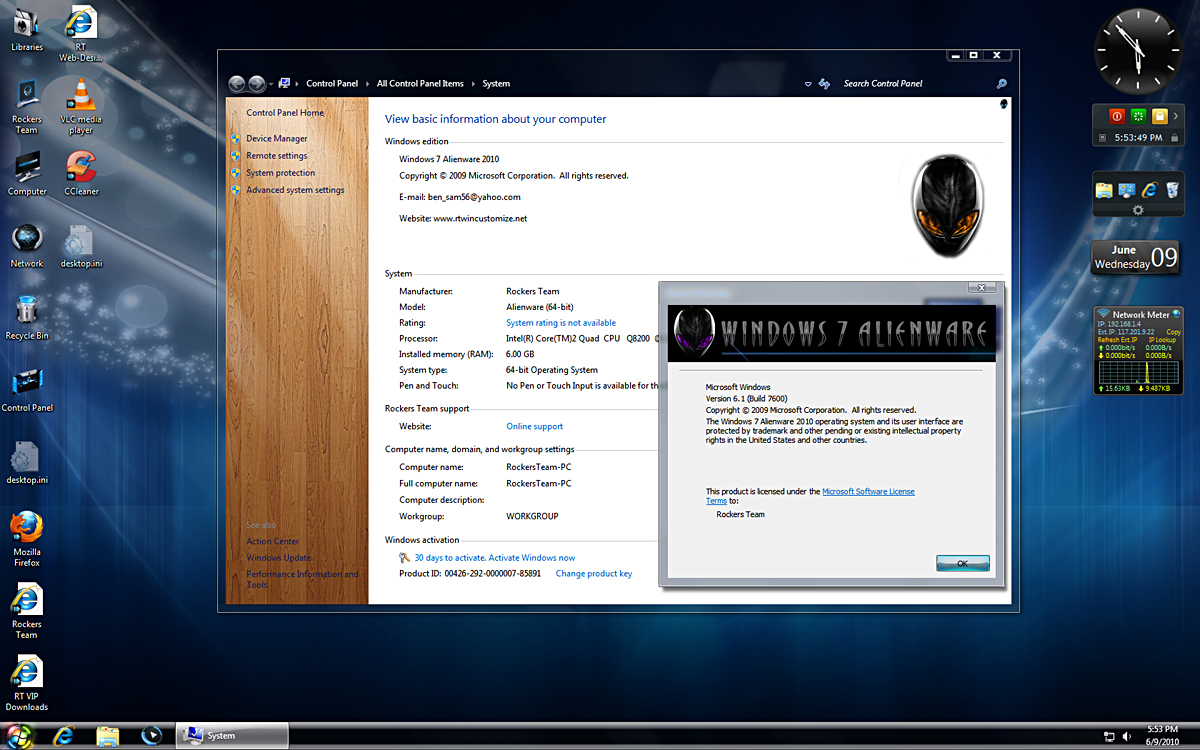 Windows 7 Alienware 2010 X86 X64