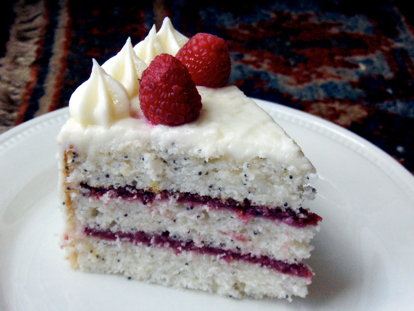 Chicken on the Green Lemon Poppy Seed Cake with Raspberry