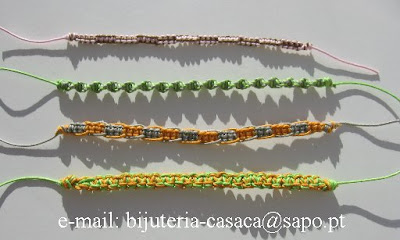 Novas pulseiras de fio encerado