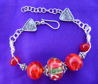 red lampwork bracelet