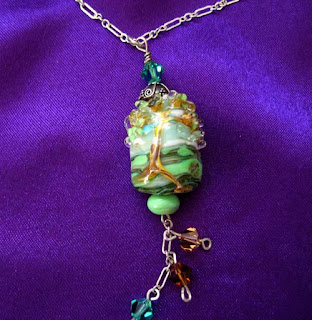glass lampwork tree bead pendant
