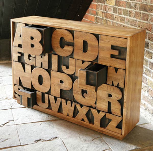 Alphabet Drawer Shaped Wooden Furniture