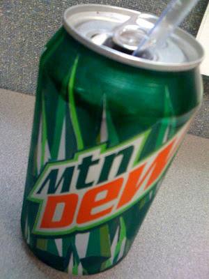 What's up with this Mountain Dew can? Are we so much of a 'texting' society 