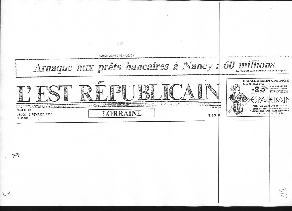 1 ARTICLE DE L'EST REPUBLICAIN DU 15 FEVRIER 1990