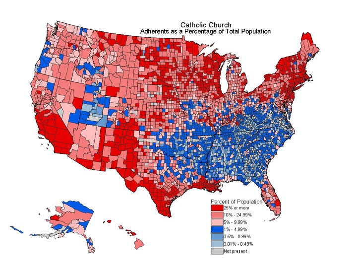 Pax on both houses U.S. Map Catholics As A Percentage Of Population