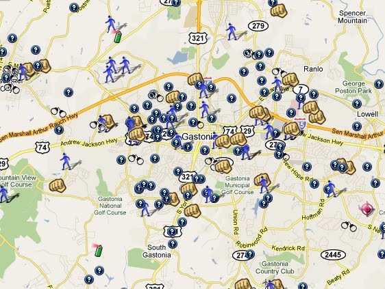 Gaston County is located west