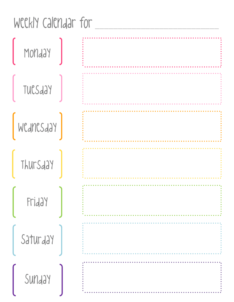 cute weekly hourly calendar template