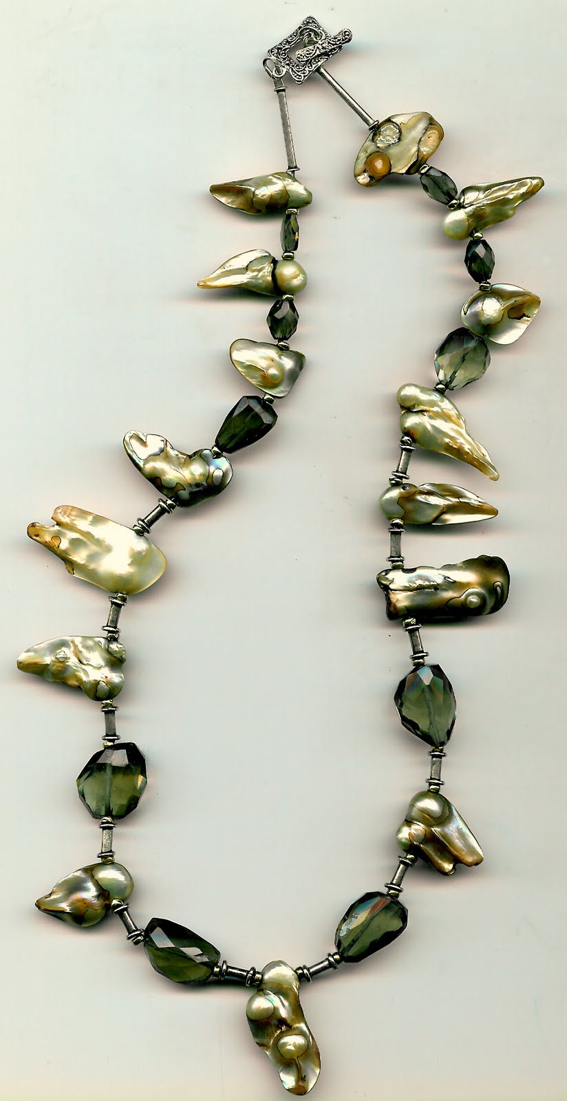 203. Blister Pearls with Bali  Sterling Silver edged in 14kt. Gold