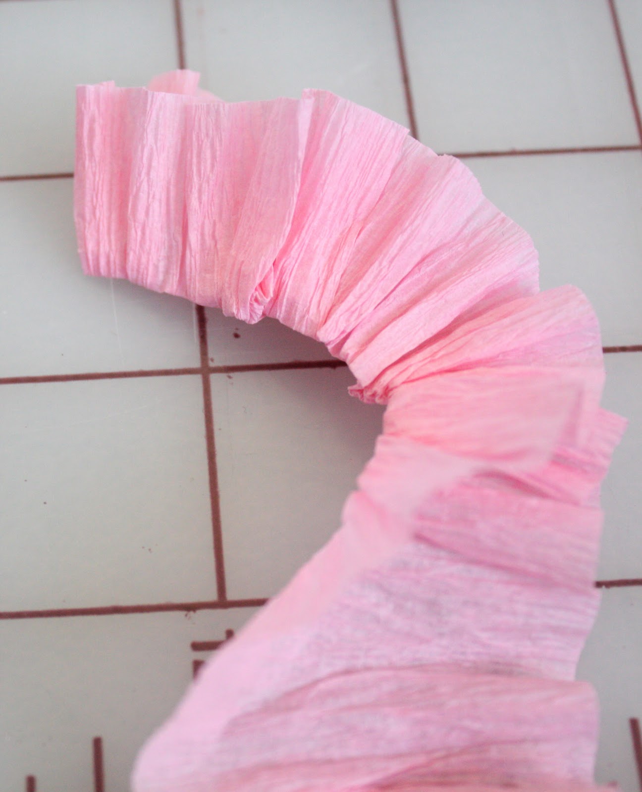 At Second Street crepe paper hanging hearts.