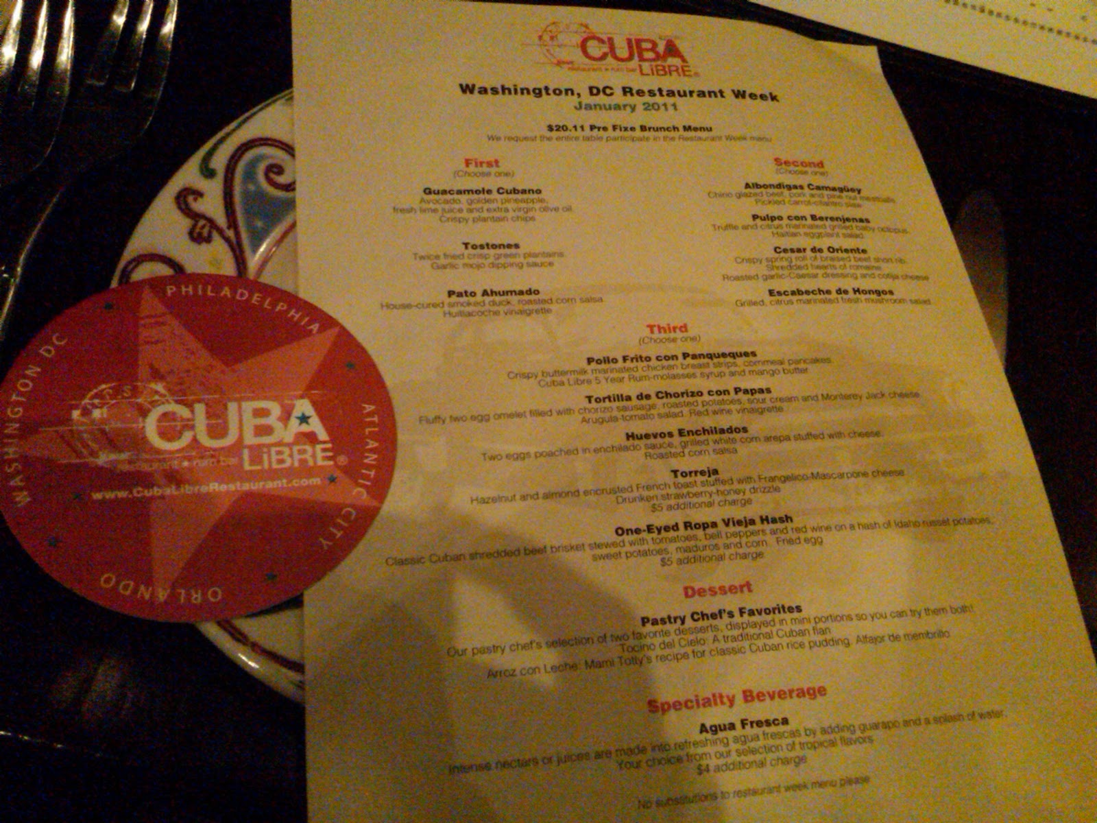 Cuba Menu