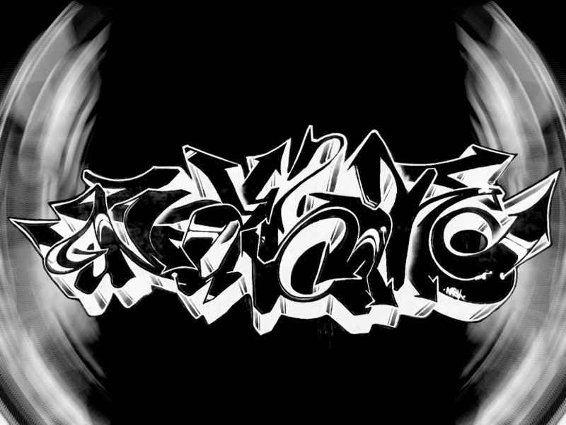 Silver Chameleon: Black White Graffiti Alphabet