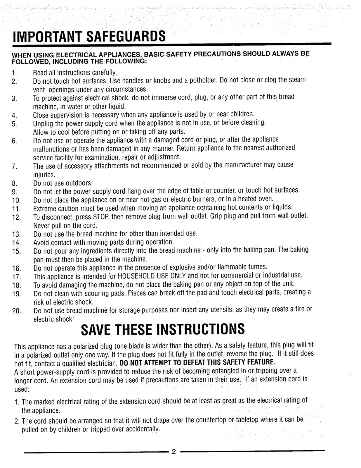 welbilt bread machine abm100
