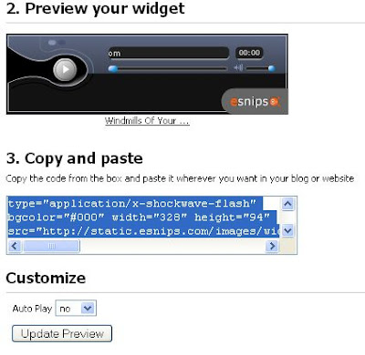 eSnip widget preview