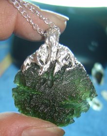PMC Silver Painted onto Moldavite
