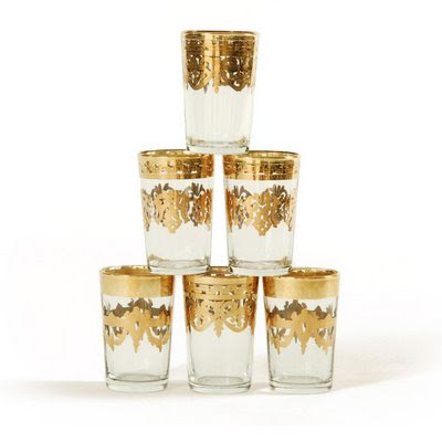 Tea Time Wedding+Decor+-+Gold+stacked+Moroccan+Tea+Glasses