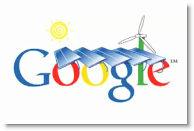 Das Google Logo mit Solarpanels