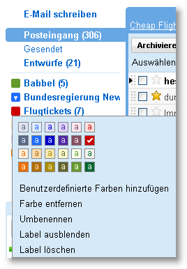 Ein Screenshot zeigt Labels in Gmail