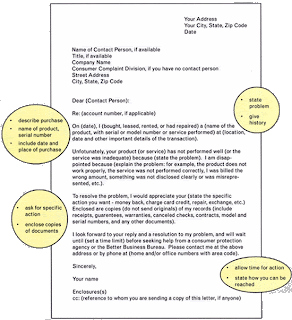 when writing a letter of complaint