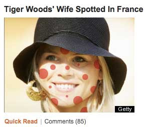 Same woman with red spots all over her face