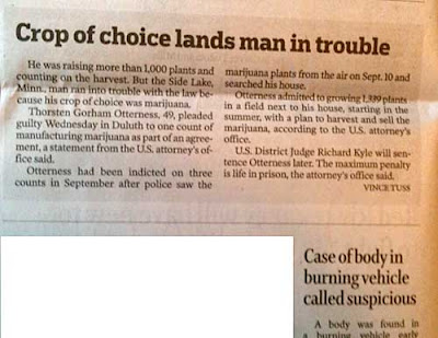 Story with headline, Crop of Choice Lands Man in Trouble