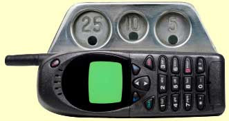 Cell phone with coin slots attached