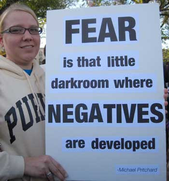 Fear is that little darkroom where negatives are developed - Michael Pritchard, printed laserprinted type pasted to white poster board