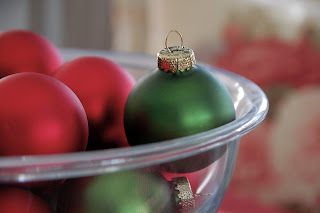 holiday ornaments in footed bowl | simple pretty