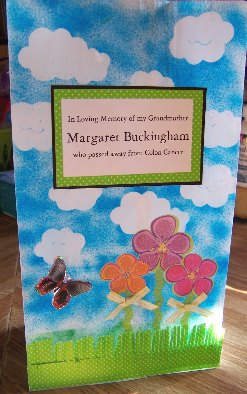 CraftAHolic Momma Luminary Bag I decorated for Cancer Relay for Life